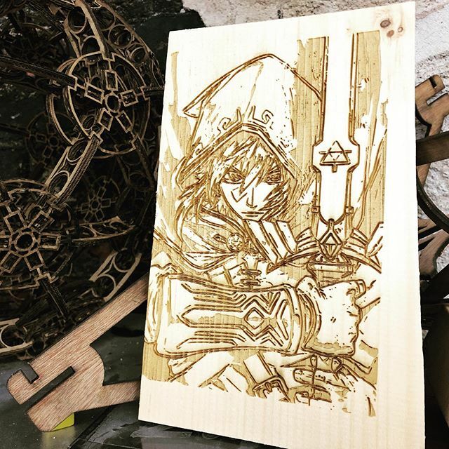 A laser-cut art version of Zelda from Breath of the Wild.